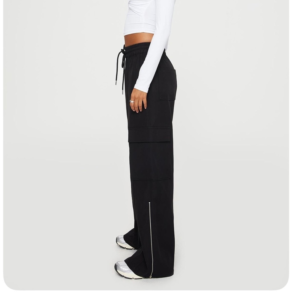 Princess Polly Presson Cargo Pants Washed Black